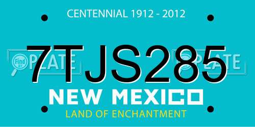 7TJS285 New Mexico License Plate