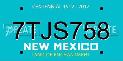 7TJS758 New Mexico License Plate