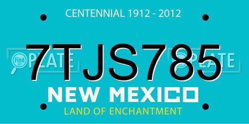 7TJS785 New Mexico License Plate