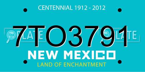 7TO3791 New Mexico License Plate