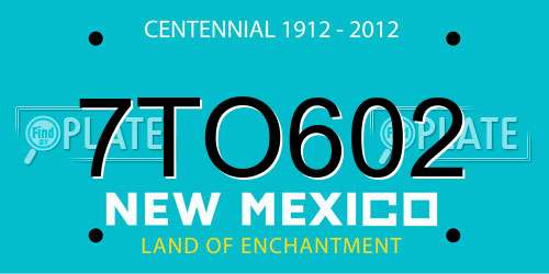 7TO602 New Mexico License Plate