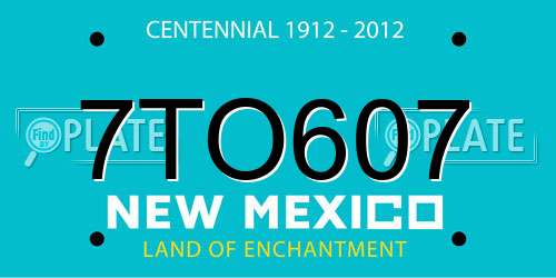 7TO607 New Mexico License Plate