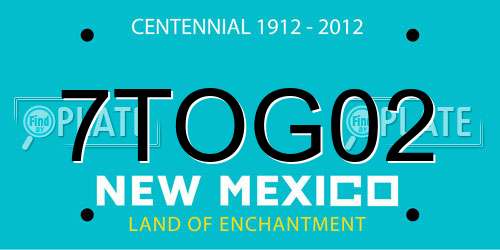 7TOG02 New Mexico License Plate