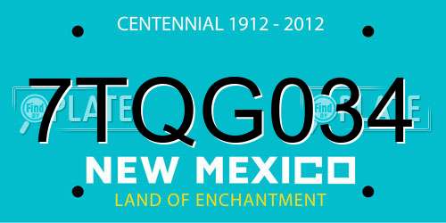 7TQG034 New Mexico License Plate