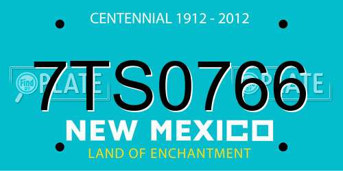 7TS0766 New Mexico License Plate