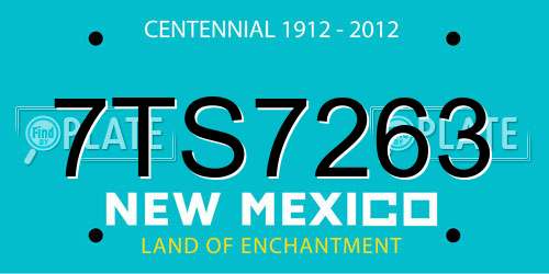 7TS7263 New Mexico License Plate