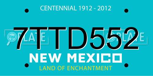 7TTD552 New Mexico License Plate