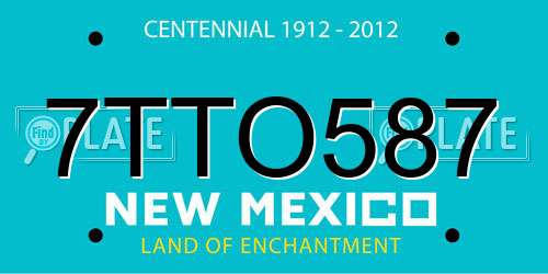 7TTO587 New Mexico License Plate
