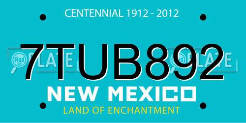 7TUB892 New Mexico License Plate