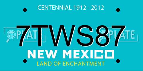 7TWS87 New Mexico License Plate