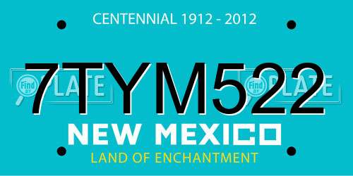 7TYM522 New Mexico License Plate