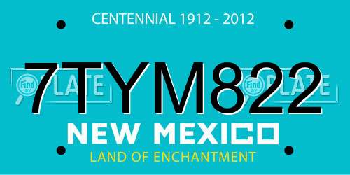7TYM822 New Mexico License Plate