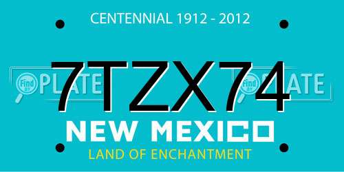 7TZX74 New Mexico License Plate