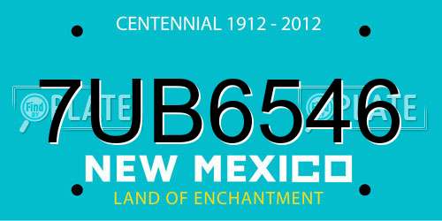 7UB6546 New Mexico License Plate