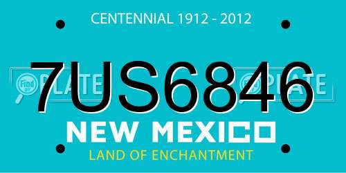 7US6846 New Mexico License Plate
