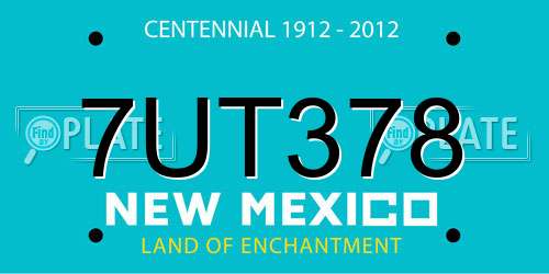 7UT378 New Mexico License Plate