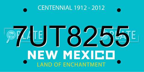 7UT8255 New Mexico License Plate