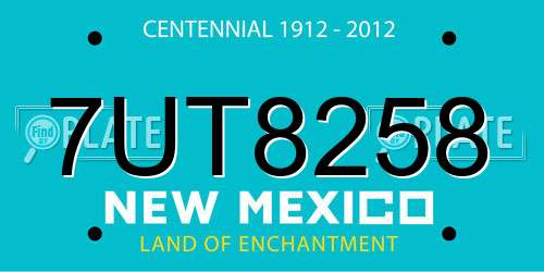 7UT8258 New Mexico License Plate