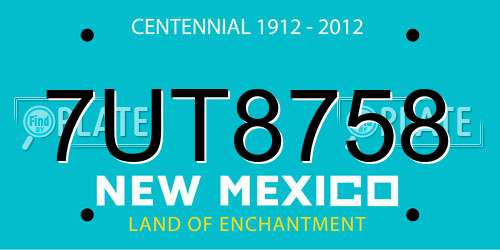 7UT8758 New Mexico License Plate