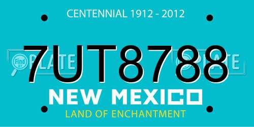 7UT8788 New Mexico License Plate
