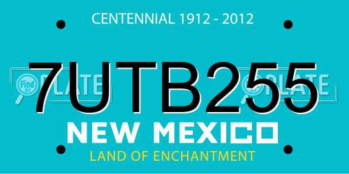 7UTB255 New Mexico License Plate
