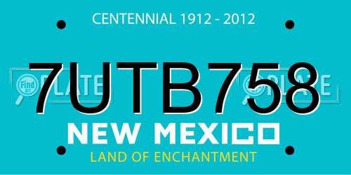 7UTB758 New Mexico License Plate