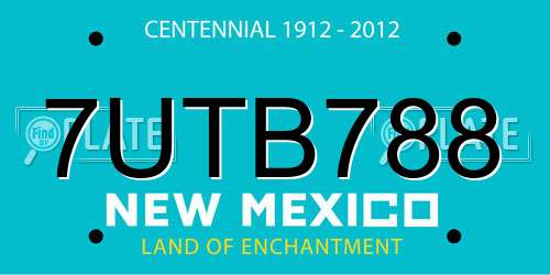 7UTB788 New Mexico License Plate