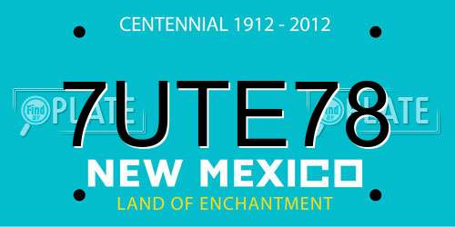7UTE78 New Mexico License Plate
