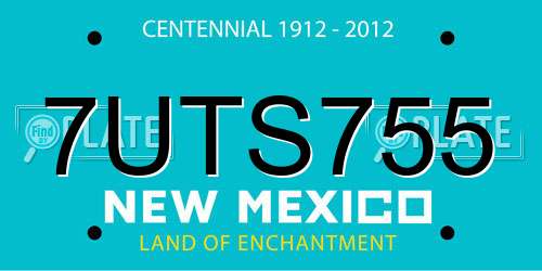 7UTS755 New Mexico License Plate