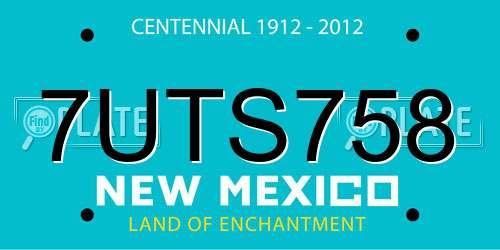 7UTS758 New Mexico License Plate
