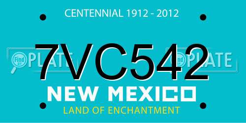 7VC542 New Mexico License Plate