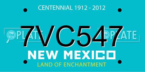 7VC547 New Mexico License Plate