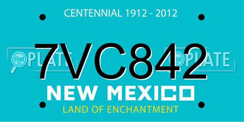 7VC842 New Mexico License Plate