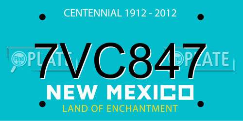 7VC847 New Mexico License Plate