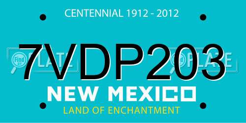 7VDP203 New Mexico License Plate