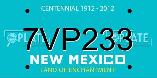 7VP233 New Mexico License Plate