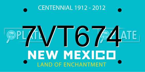 7VT674 New Mexico License Plate