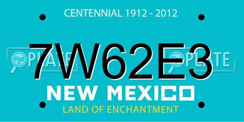 7W62E3 New Mexico License Plate