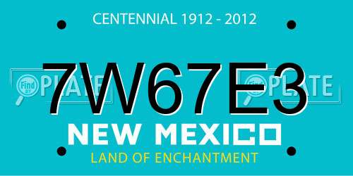 7W67E3 New Mexico License Plate
