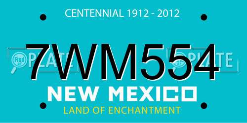 7WM554 New Mexico License Plate