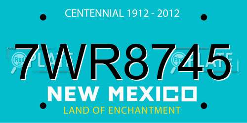 7WR8745 New Mexico License Plate