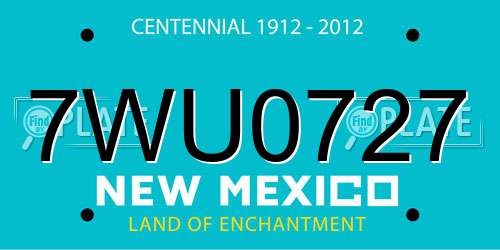 7WU0727 New Mexico License Plate