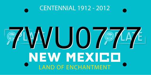 7WU0777 New Mexico License Plate