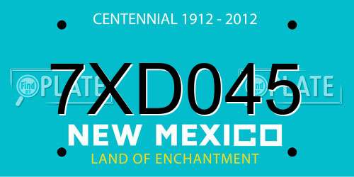 7XD045 New Mexico License Plate
