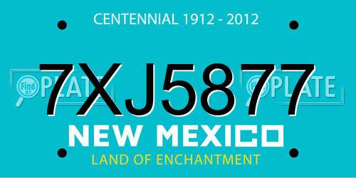 7XJ5877 New Mexico License Plate