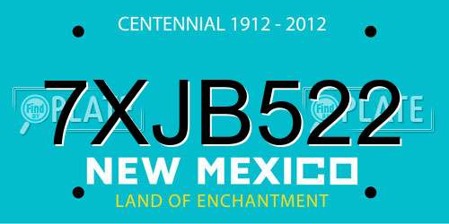 7XJB522 New Mexico License Plate