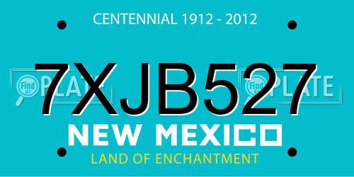 7XJB527 New Mexico License Plate