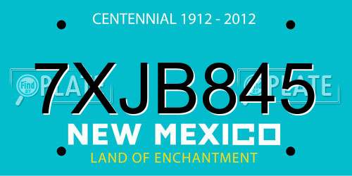 7XJB845 New Mexico License Plate