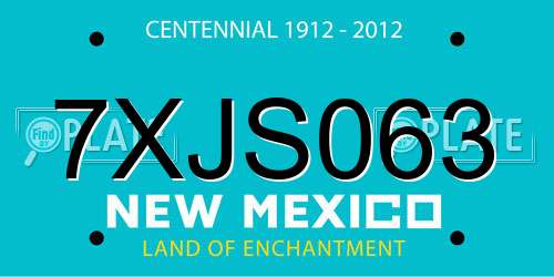 7XJS063 New Mexico License Plate