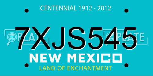 7XJS545 New Mexico License Plate
